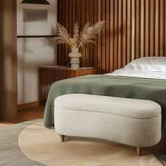 Upholstered Storage Bench with Flip-Top Lid and Solid Wood Legs
