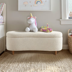 Upholstered Storage Bench with Flip-Top Lid and Solid Wood Legs