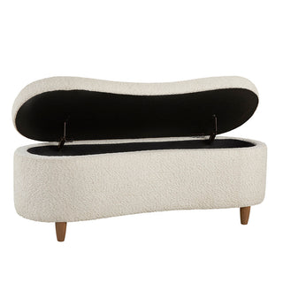 Upholstered Storage Bench with Flip-Top Lid and Solid Wood Legs