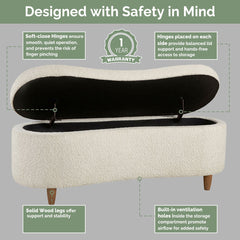 Upholstered Storage Bench with Flip-Top Lid and Solid Wood Legs