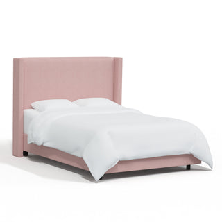 Upholstered Wingback Bed in California King with Wood Frame