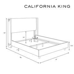 Upholstered Wingback Bed in California King with Wood Frame