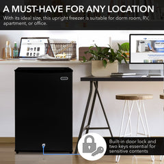 Upright Freezer, 3.0 Cu. Ft., Energy Star, Reversible Door with Lock, Black