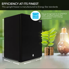 Upright Freezer, 3.0 Cu. Ft., Energy Star, Reversible Door with Lock, Black