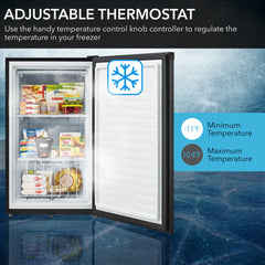 Upright Freezer, 3.0 Cu. Ft., Energy Star, Reversible Door with Lock, Black