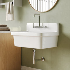 Utility Sink, Ally, Wall Mount, Vitreous China, 30 Inch, White