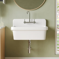 Utility Sink, Ally, Wall Mount, Vitreous China, 30 Inch, White