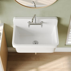 Utility Sink, Ally, Wall Mount, Vitreous China, 30 Inch, White