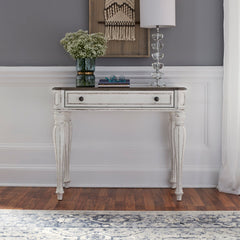 Vanity Desk with 1 Drawer in Antique White and Weathered Bark
