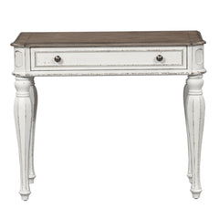 Vanity Desk with 1 Drawer in Antique White and Weathered Bark