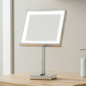 Vanity Mirror, Square Freestanding, 5X Magnified with LED in Polished Chrome