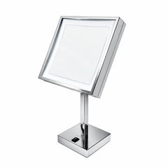 Vanity Mirror, Square Freestanding, 5X Magnified with LED in Polished Chrome