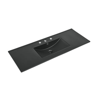 Vanity Sink Top, 48 in, 3-Hole Widespread in Matte Black