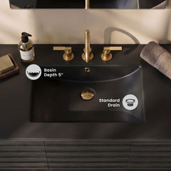 Vanity Sink Top, 48 in, 3-Hole Widespread in Matte Black