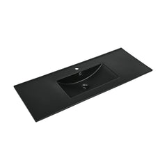 Vanity Sink Top, 48 in, Top-Mount Ceramic in Glossy Black