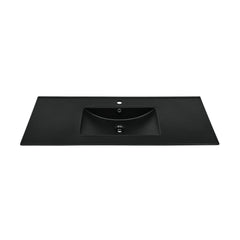 Vanity Sink Top, 48 in, Top-Mount Ceramic in Glossy Black