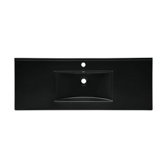 Vanity Sink Top, 48 in, Top-Mount Ceramic in Glossy Black