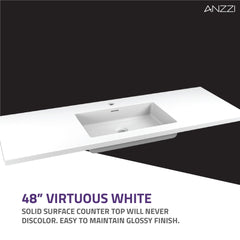 Vanity Top, Conques, 48 in W x 20 in H x 18 in D in White