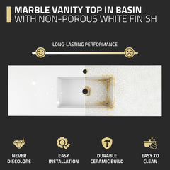 Vanity Top, Conques, 48 in W x 20 in H x 18 in D in White