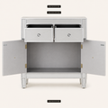 Drawer dimensions | open drawers showing listed interior width, height, and depth