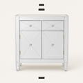 Overall dimensions | silver mirrored cabinet with 28 inch width, 28.25 inch height, and 13.25 inch depth