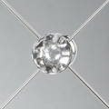 Crystal knob detail | close view of the faceted clear knob and silver diagonal trim