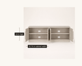 Storage dimensions | four doors open to show a cabinet bay labeled 19 inches high and 32.75 inches wide
