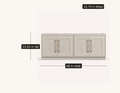 Dimensions | Alder White TV stand shown as 68 inches wide, 23.63 inches high, and 15.75 inches deep