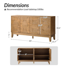 Front | Straight-on view of the Varnholt Ditella Adjustable 4-Door Sideboard