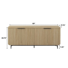 Front | Straight-on view of the Varnholt Formiche Reeded 4-Door Sideboard
