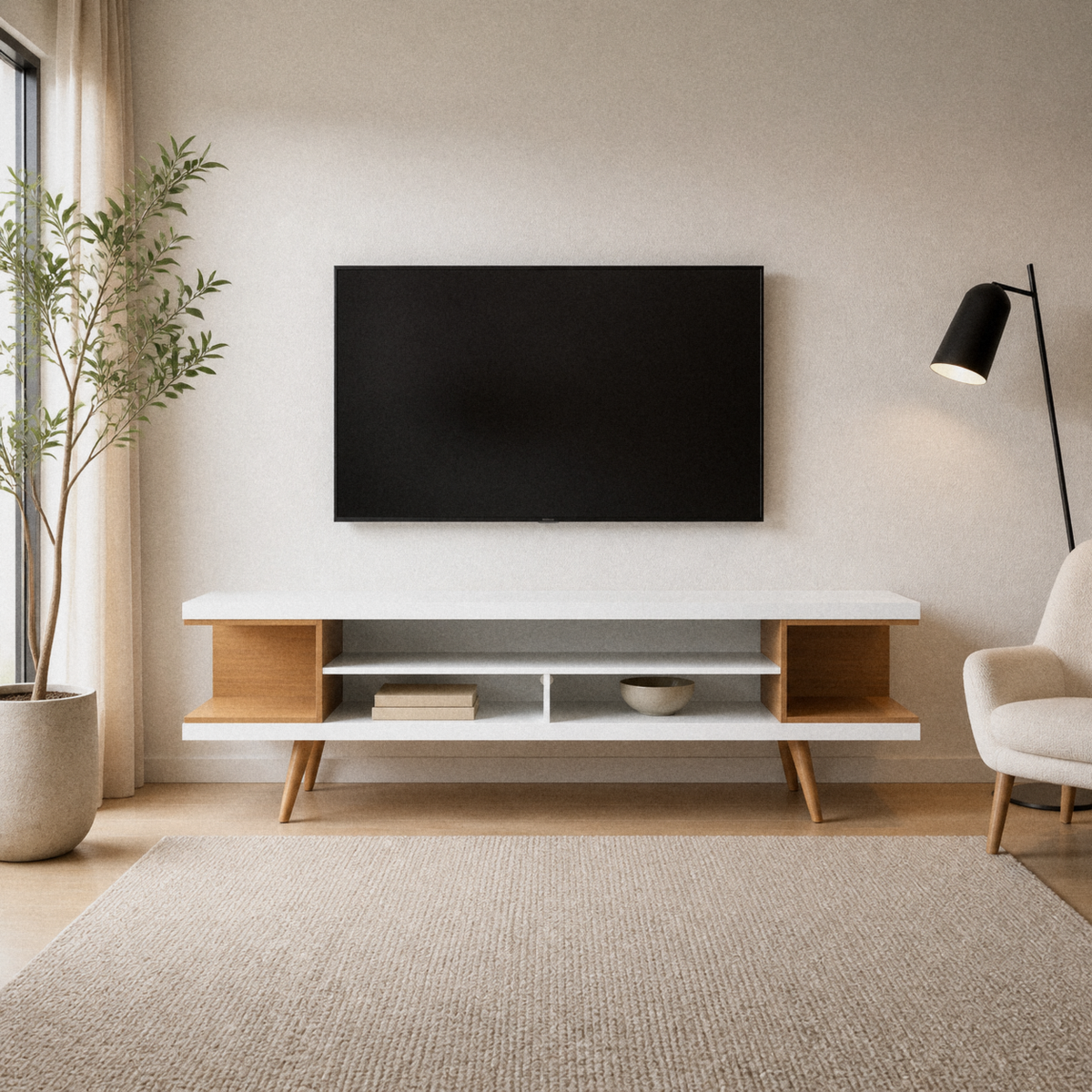 Varnholt Glyvursnes Cream White TV Stand