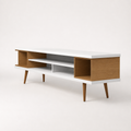 Studio side | Right-side studio view showing the maple side panel and tapered legs