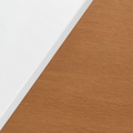Wood detail | Close view of the glossy white top edge meeting maple wood grain