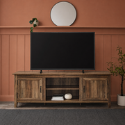 Varnholt Haldarsvik Wood Tv Stand in a restyled supplier room | Pipeline B room-shell edit 2