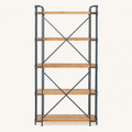 Front | five honey fir shelves with charcoal pipe side frames and two thin rear X-braces