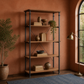 Terracotta room | etagere shown from a left-corner view with books, pottery, and a trailing plant