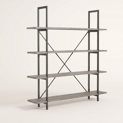 Studio | three-quarter studio view of the etagere showing depth, iron posts, and cross bracing