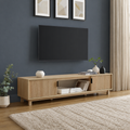 Varnholt Hvannasund Reeded Tv Stand in a restyled supplier room | Pipeline B room-shell edit 3