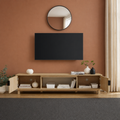 Varnholt Hvannasund Reeded Tv Stand in a restyled supplier room | Pipeline B room-shell edit 2