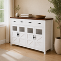 Room one, angle | same flax dining room, sideboard at a three-quarter turn