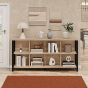 Varnholt Nolsoy Wood Bookcase in a restyled supplier room | Pipeline B room-shell edit 4