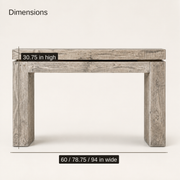 Dimensions | Console table shown with 60, 78.75, and 94 inch width options and a 30.75 inch height