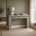 Sage entry | Weathered Wheat solid-pine console table with a floating top and two block legs