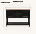 Dimensions | front console studio view with drawn 45.7 inch overall width and 34 inch overall height callouts