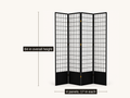 Dimensions | 84-inch overall height and four 17-inch panels shown on the black folding divider