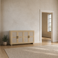 In scale | 59.5-inch-wide sideboard beside a fully visible standard interior doorway