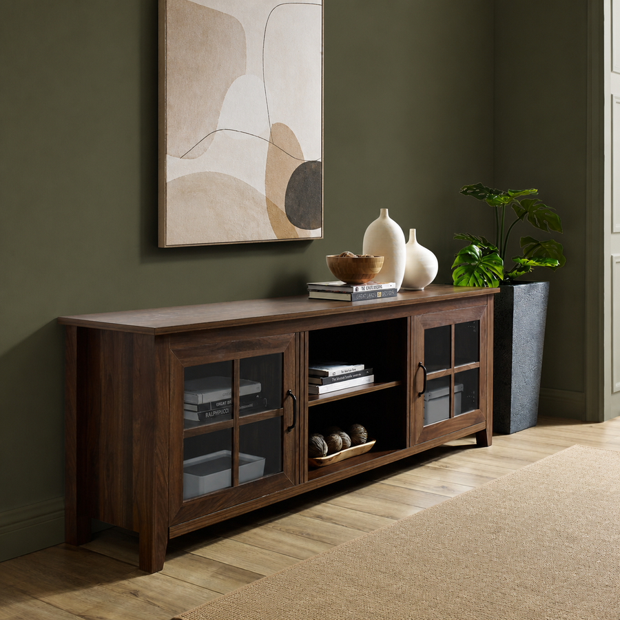 Varnholt Sydradalur Glass Door Tv Stand in a restyled supplier room | Pipeline B room-shell edit 1