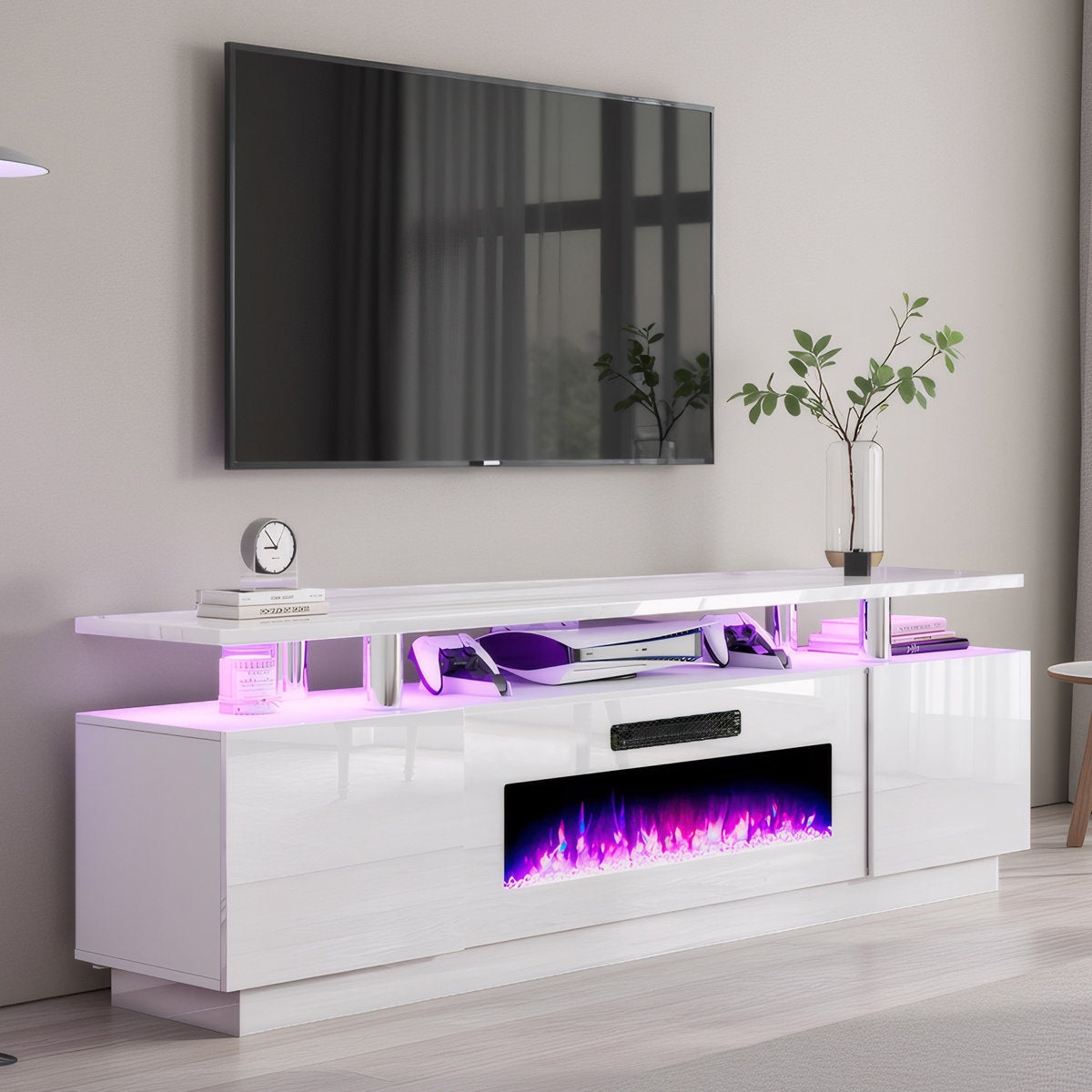 Varnholt Vagur Gloss Fireplace TV Stand