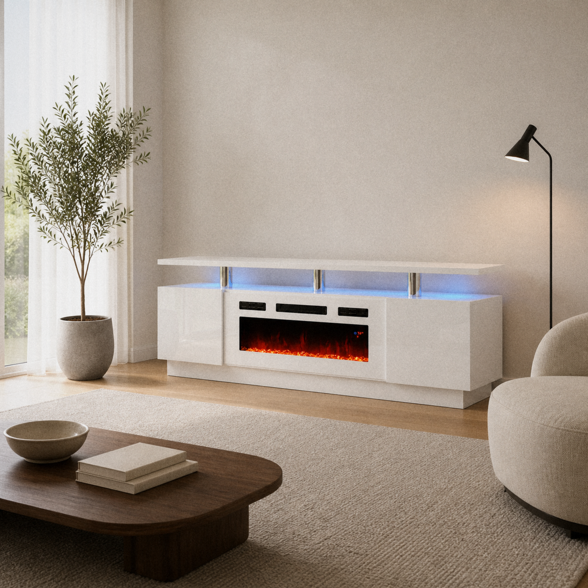 Varnholt Vagur Gloss Fireplace TV Stand