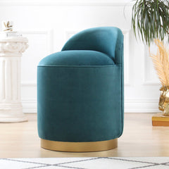 Velvet Pouffe with Gold-Finish Wood Legs